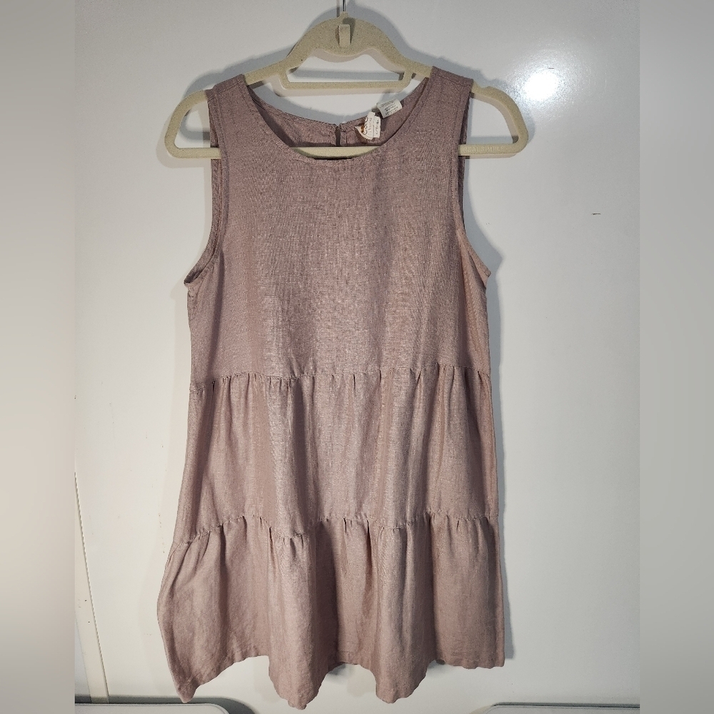 C&C Sleeveless Linen Tiered Dress in Mauve, Size Small - Picture 1 of 5